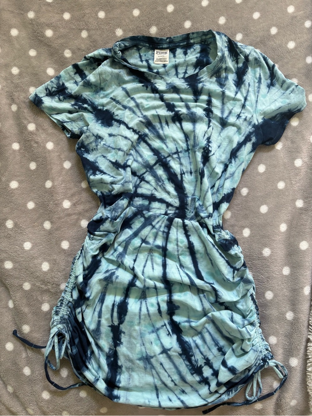 PINK Victoria’s Secret Blue Tie-Dye Ruched T-Shirt Dress | Medium